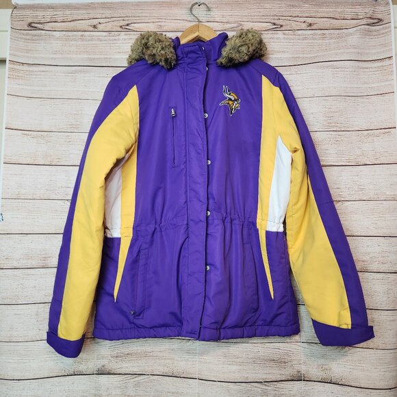 NFL Team Apparel Women's S Fuzzy Hoodie Full Zip Minnesota Vikings Quilted Inner - Picture 1 of 16